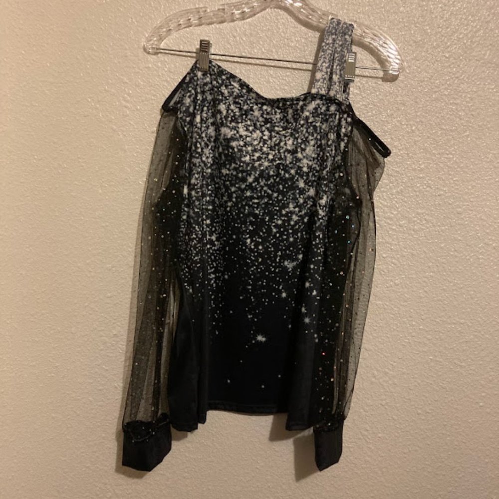 Lapa women's XL black and white sheer sleeve blouse